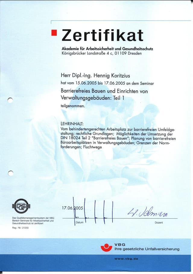 Zertifikat BG 1 WEB 01